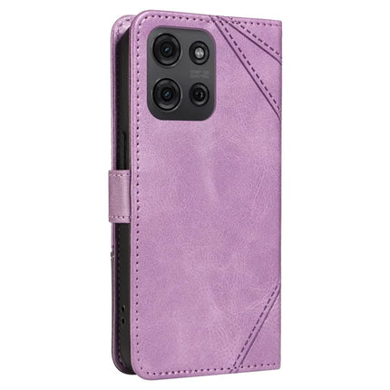 For Motorola Moto G75 5G Case Leather Geometric Line Wallet Phone Cover with Wrist Strap