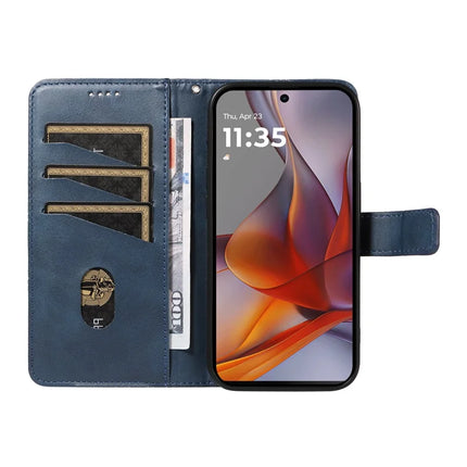 For Motorola Moto G75 5G Case Leather Geometric Line Wallet Phone Cover with Wrist Strap