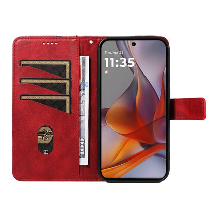 For Motorola Moto G75 5G Case Leather Geometric Line Wallet Phone Cover with Wrist Strap