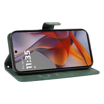 For Motorola Moto G75 5G Case Stand Wallet Leather Phone Cover Curved Line Wrist Strap