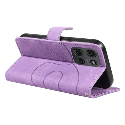 For Motorola Moto G75 5G Case Stand Wallet Leather Phone Cover Curved Line Wrist Strap