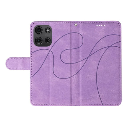 For Motorola Moto G75 5G Case Stand Wallet Leather Phone Cover Curved Line Wrist Strap