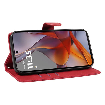 For Motorola Moto G75 5G Case Stand Wallet Leather Phone Cover Curved Line Wrist Strap