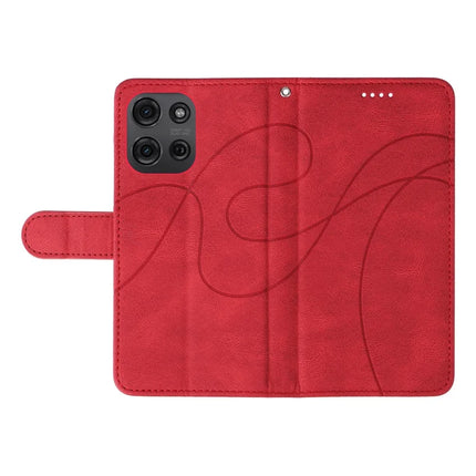For Motorola Moto G75 5G Case Stand Wallet Leather Phone Cover Curved Line Wrist Strap