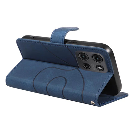 For Motorola Moto G75 5G Case Stand Wallet Leather Phone Cover Curved Line Wrist Strap
