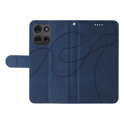 For Motorola Moto G75 5G Case Stand Wallet Leather Phone Cover Curved Line Wrist Strap