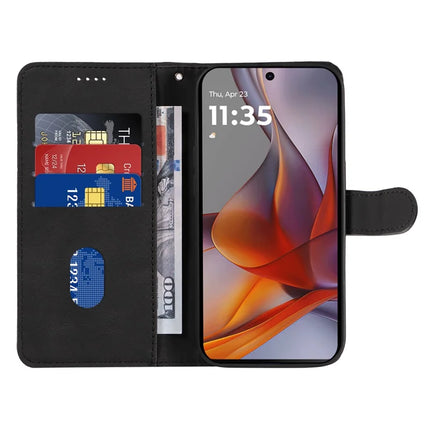 For Motorola Moto G75 5G Case Stand Wallet Leather Phone Cover Curved Line Wrist Strap