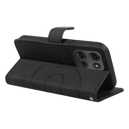 For Motorola Moto G75 5G Case Stand Wallet Leather Phone Cover Curved Line Wrist Strap