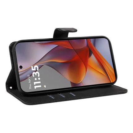 For Motorola Moto G75 5G Case Stand Wallet Leather Phone Cover Curved Line Wrist Strap