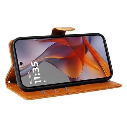 For Motorola Moto G75 5G Case Flip Wallet T-Shape Lines Leather Phone Cover