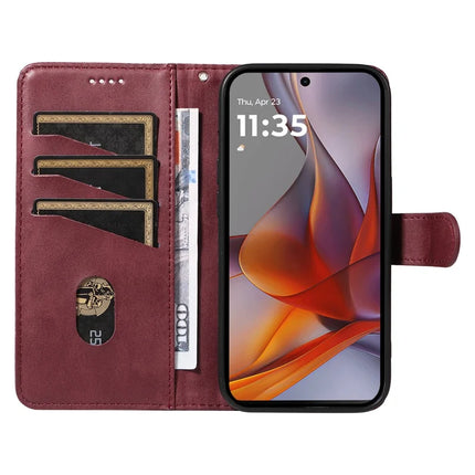 For Motorola Moto G75 5G Case Flip Wallet T-Shape Lines Leather Phone Cover