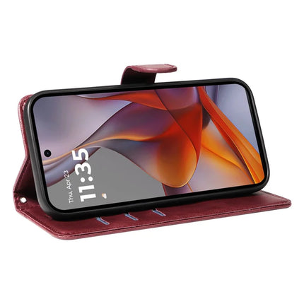For Motorola Moto G75 5G Case Flip Wallet T-Shape Lines Leather Phone Cover