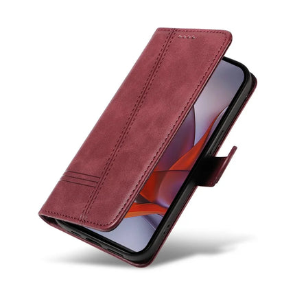For Motorola Moto G75 5G Case Flip Wallet T-Shape Lines Leather Phone Cover