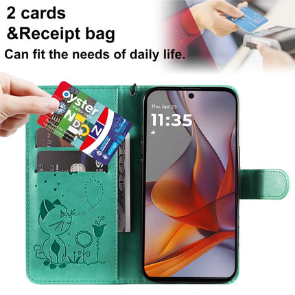 For Motorola Moto G75 5G Case Cat Bee Pattern Leather Phone Cover