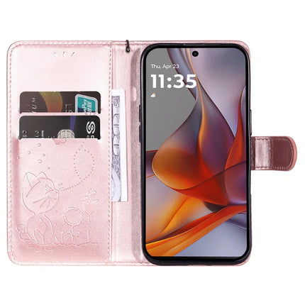 For Motorola Moto G75 5G Case Cat Bee Pattern Leather Phone Cover