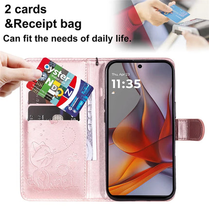 For Motorola Moto G75 5G Case Cat Bee Pattern Leather Phone Cover