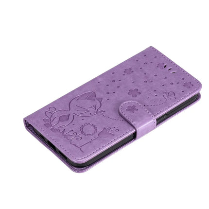 For Motorola Moto G75 5G Case Cat Bee Pattern Leather Phone Cover