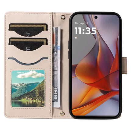 For Motorola Moto G75 5G Wallet Case Rhombus Leather Phone Cover with Shoulder Strap, Wrist Strap