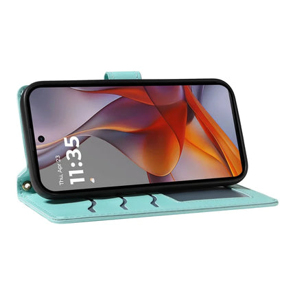 For Motorola Moto G75 5G Wallet Case Rhombus Leather Phone Cover with Shoulder Strap, Wrist Strap