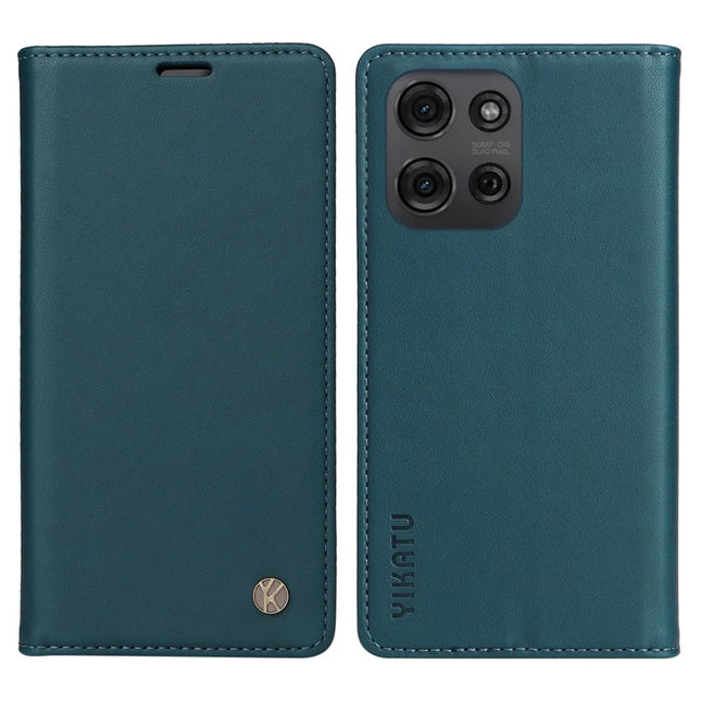 YIKATU YK-001 For Motorola Moto G75 5G Case Stand Leather Phone Cover Strong Magnetic Closure - Green