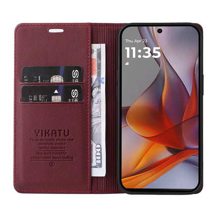 YIKATU YK-001 For Motorola Moto G75 5G Case Stand Leather Phone Cover Strong Magnetic Closure