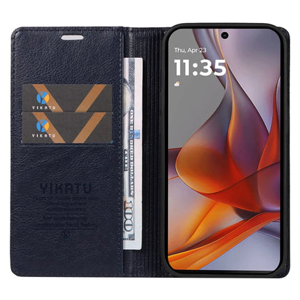 YIKATU YK-006 For Motorola Moto G75 5G Case Magnetic Closure Leather Phone Cover Litchi Texture