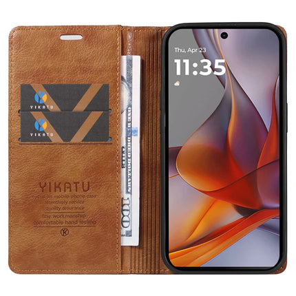 YIKATU YK-006 For Motorola Moto G75 5G Case Magnetic Closure Leather Phone Cover Litchi Texture