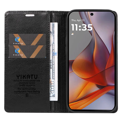YIKATU YK-006 For Motorola Moto G75 5G Case Magnetic Closure Leather Phone Cover Litchi Texture