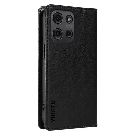 YIKATU YK-006 For Motorola Moto G75 5G Case Magnetic Closure Leather Phone Cover Litchi Texture