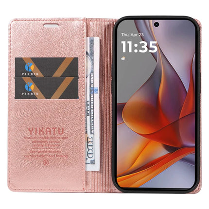 YIKATU YK-006 For Motorola Moto G75 5G Case Magnetic Closure Leather Phone Cover Litchi Texture