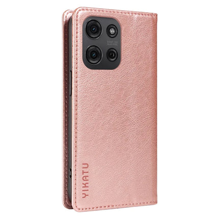 YIKATU YK-006 For Motorola Moto G75 5G Case Magnetic Closure Leather Phone Cover Litchi Texture