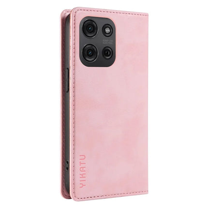 YIKATU YK-006 For Motorola Moto G75 5G Case Magnetic Closure Leather Phone Cover Litchi Texture