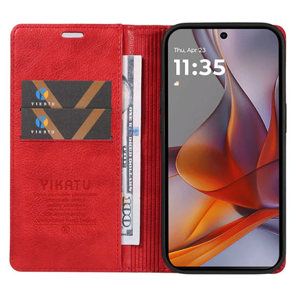 YIKATU YK-006 For Motorola Moto G75 5G Case Magnetic Closure Leather Phone Cover Litchi Texture