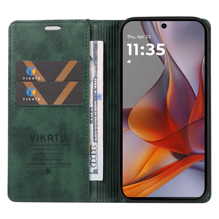 YIKATU YK-006 For Motorola Moto G75 5G Case Magnetic Closure Leather Phone Cover Litchi Texture