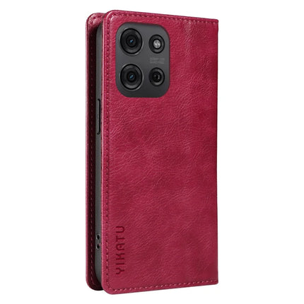 YIKATU YK-006 For Motorola Moto G75 5G Case Magnetic Closure Leather Phone Cover Litchi Texture