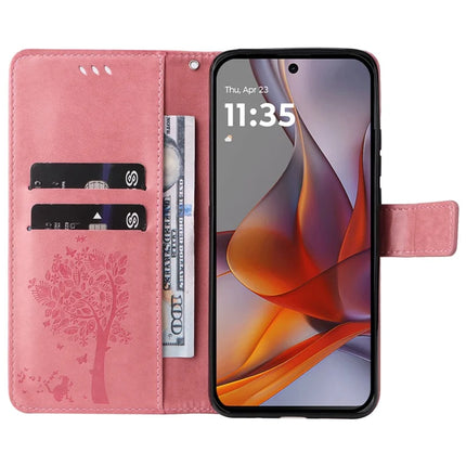 For Motorola Moto G75 5G Case Cat Tree Pattern Flip Leather Phone Cover