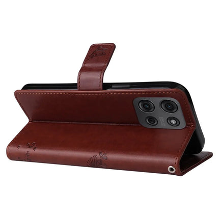 For Motorola Moto G75 5G Case Cat Tree Pattern Flip Leather Phone Cover