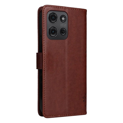 For Motorola Moto G75 5G Case Cat Tree Pattern Flip Leather Phone Cover