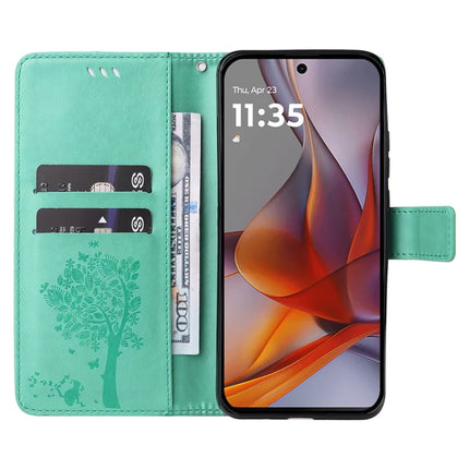 For Motorola Moto G75 5G Case Cat Tree Pattern Flip Leather Phone Cover