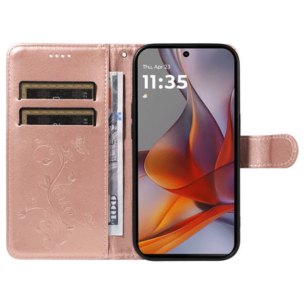 For Motorola Moto G75 5G Case Flower Pattern PU Leather Wallet Phone Cover