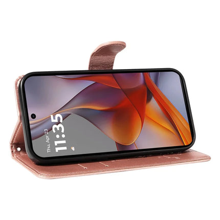 For Motorola Moto G75 5G Case Flower Pattern PU Leather Wallet Phone Cover