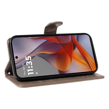 For Motorola Moto G75 5G Case Flower Pattern PU Leather Wallet Phone Cover