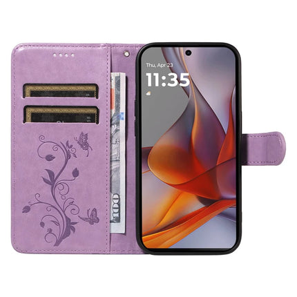 For Motorola Moto G75 5G Case Flower Pattern PU Leather Wallet Phone Cover