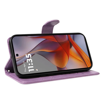 For Motorola Moto G75 5G Case Flower Pattern PU Leather Wallet Phone Cover