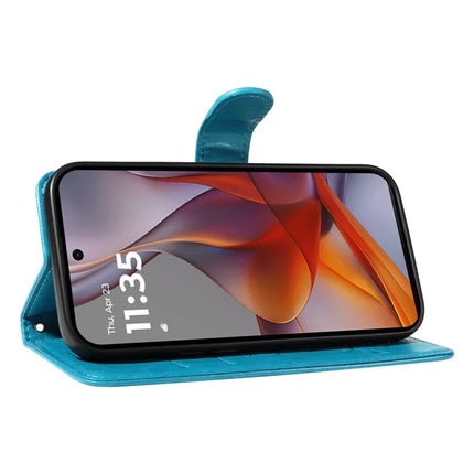 For Motorola Moto G75 5G Case Flower Pattern PU Leather Wallet Phone Cover