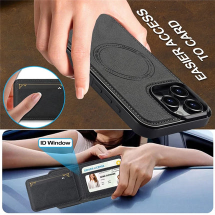LC.IMEEKE L3 For iPhone 16 Pro Max Magnetic Case Detachable Card Holder Leather+TPU Mobile Cover