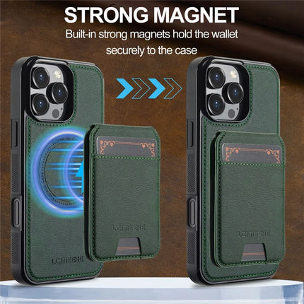 LC.IMEEKE L3 For iPhone 16 Pro Max Magnetic Case Detachable Card Holder Leather+TPU Mobile Cover