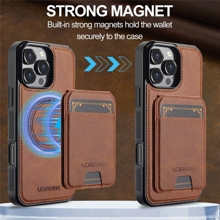 LC.IMEEKE L3 For iPhone 16 Pro Max Magnetic Case Detachable Card Holder Leather+TPU Mobile Cover