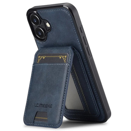 LC.IMEEKE L3 For iPhone 16 Plus Magnetic Case Detachable Card Holder Leather+TPU Mobile Cover