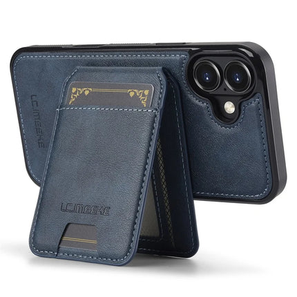 LC.IMEEKE L3 For iPhone 16 Plus Magnetic Case Detachable Card Holder Leather+TPU Mobile Cover